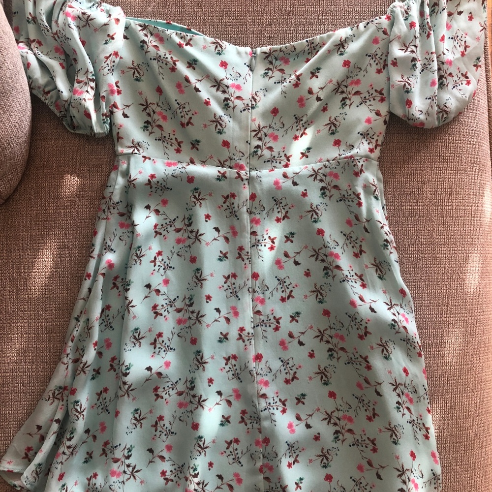 LPA Dress 141 XS $318 Mint Floral Off the shoulder - Picture 5 of 8